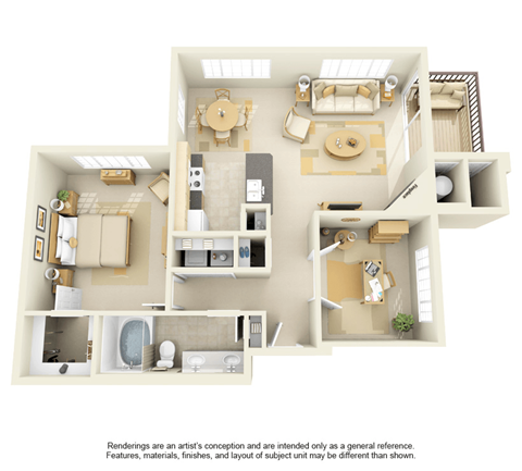 a floor plan one bedroom 916sqft